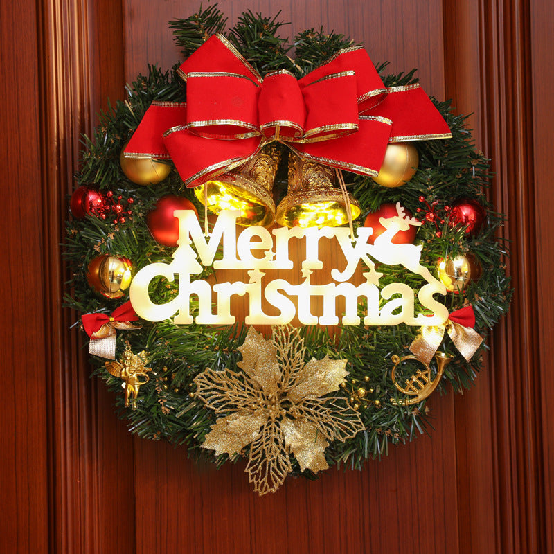 Christmas wreath with colored lights in letters