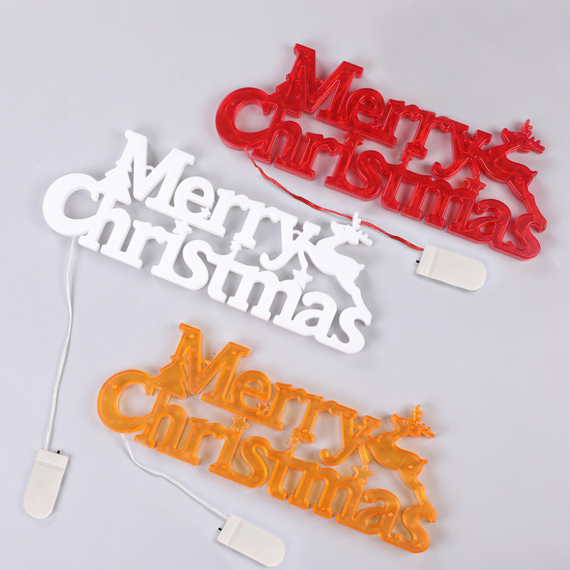 Christmas wreath with colored lights in letters