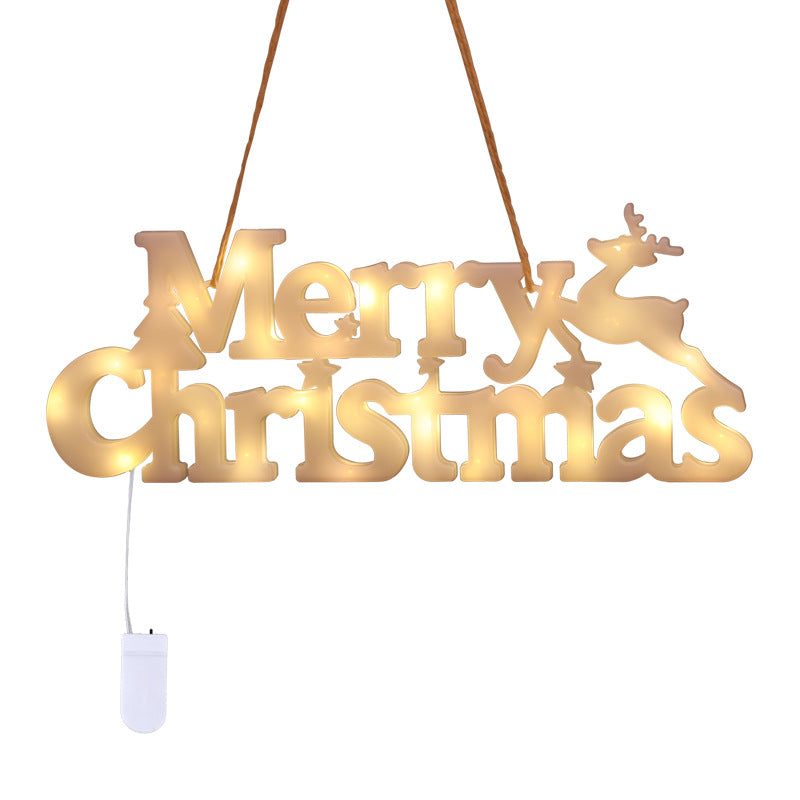 Christmas wreath with colored lights in letters