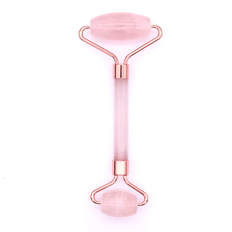 Pink Crystal Facial Roller Set Jade Massager for Skincare and Body