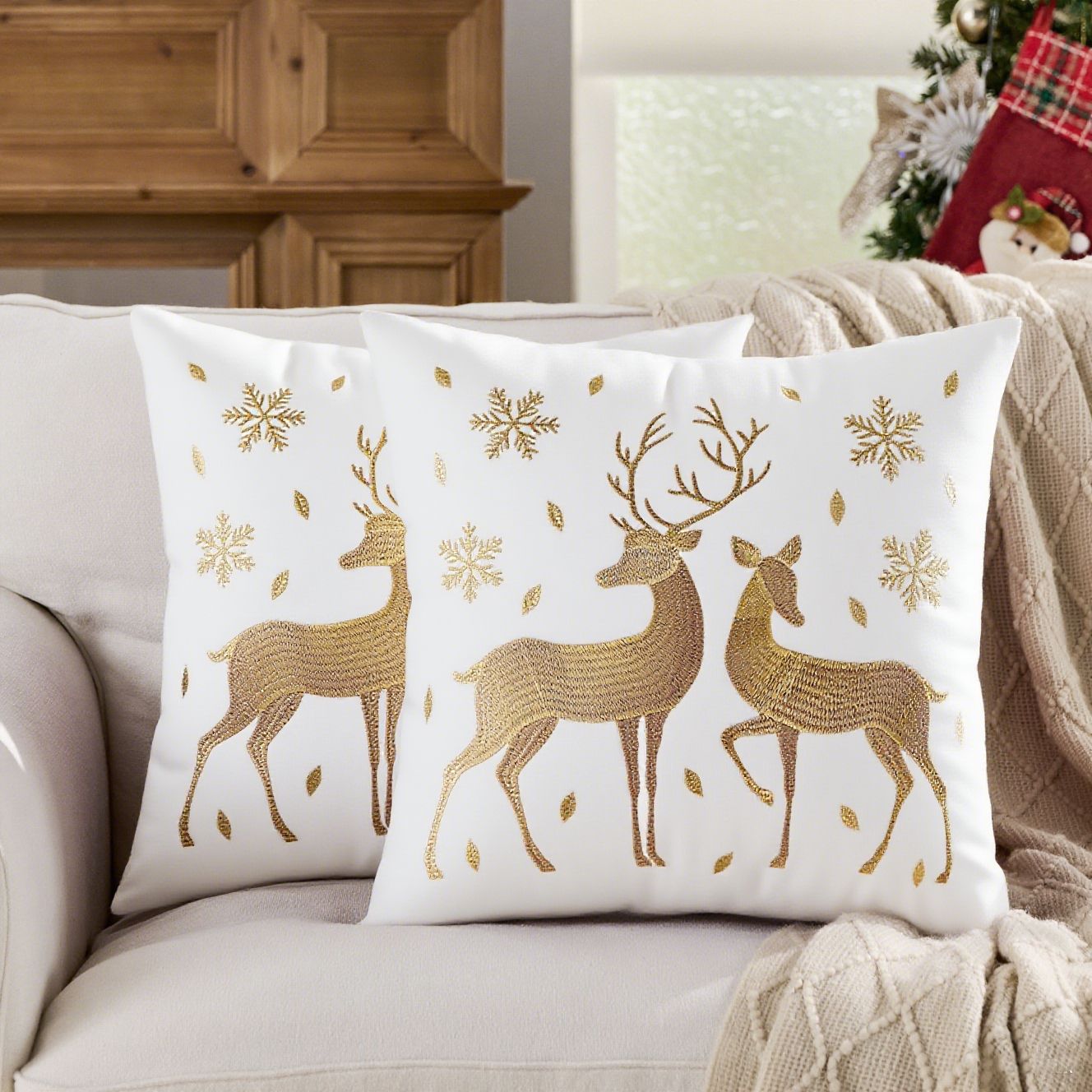 Christmas Embroidered Pillowcase