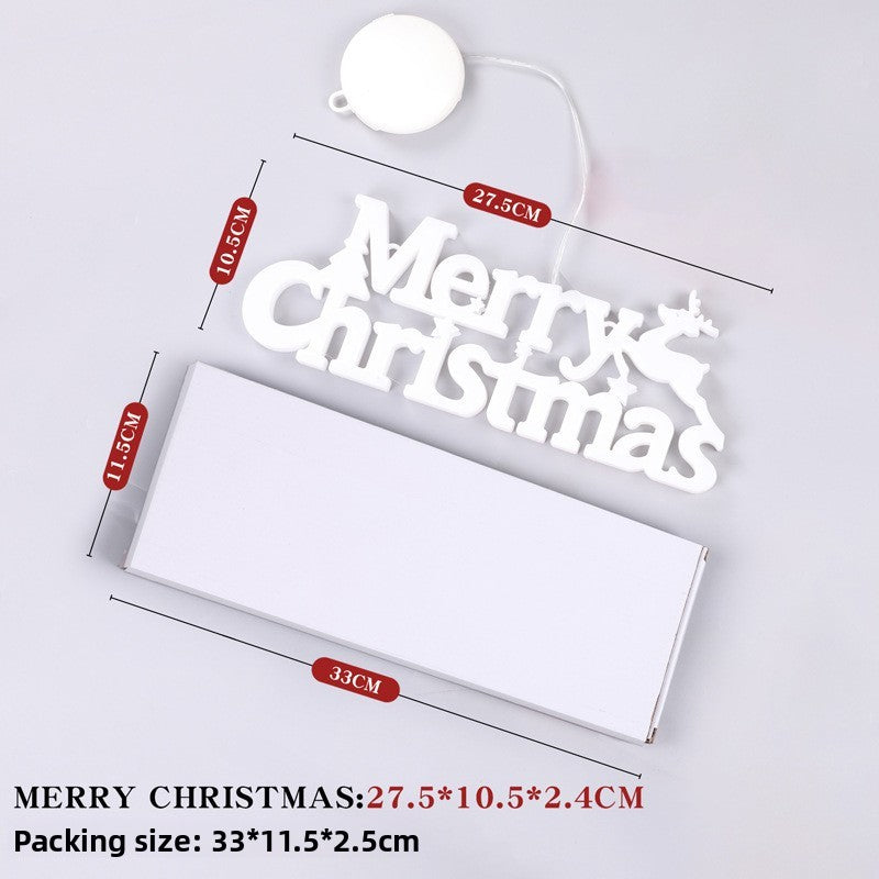 Christmas wreath with colored lights in letters