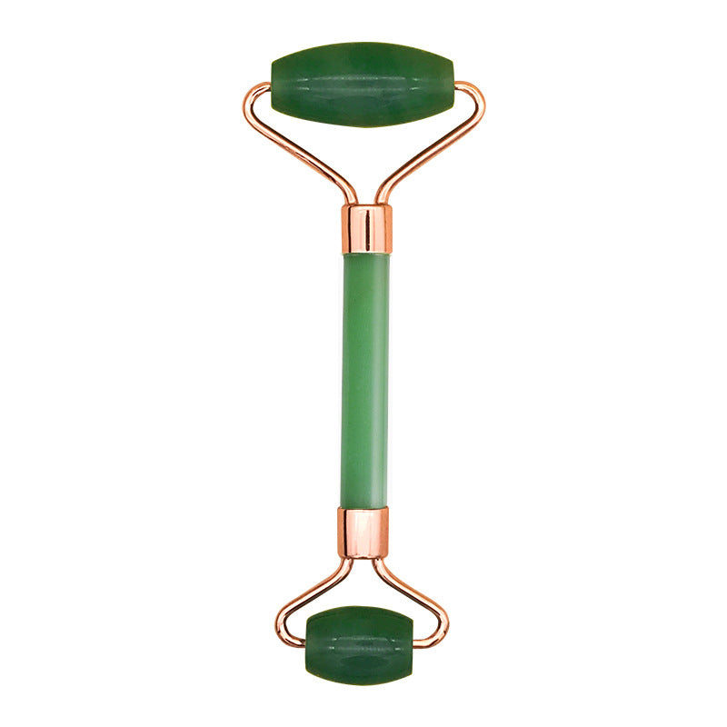 Pink Crystal Facial Roller Set Jade Massager for Skincare and Body