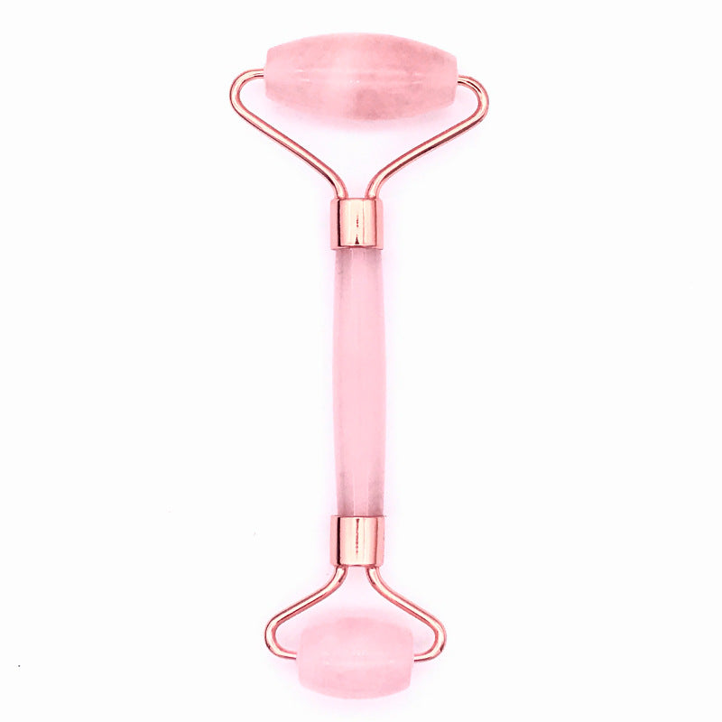 Pink Crystal Facial Roller Set Jade Massager for Skincare and Body