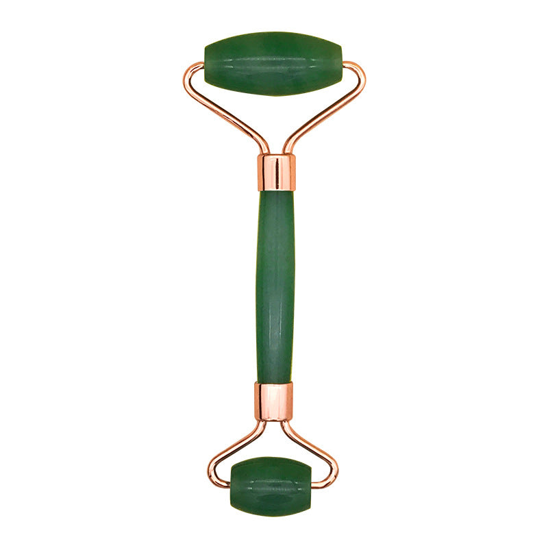 Pink Crystal Facial Roller Set Jade Massager for Skincare and Body