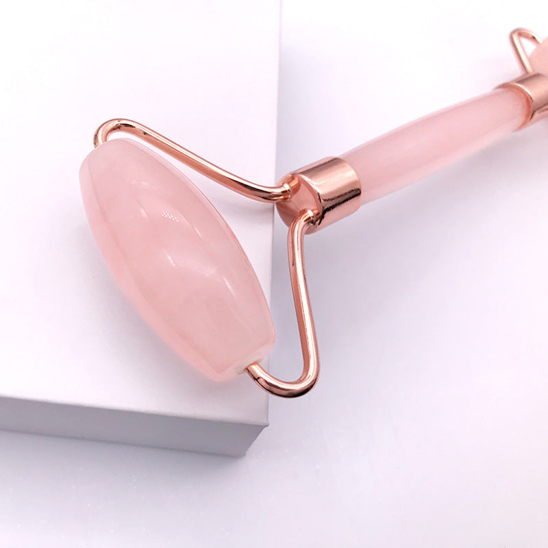 Pink Crystal Facial Roller Set Jade Massager for Skincare and Body